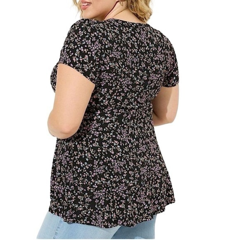 Torrid Black and Purple Floral Blouse - Picture 3 of 8